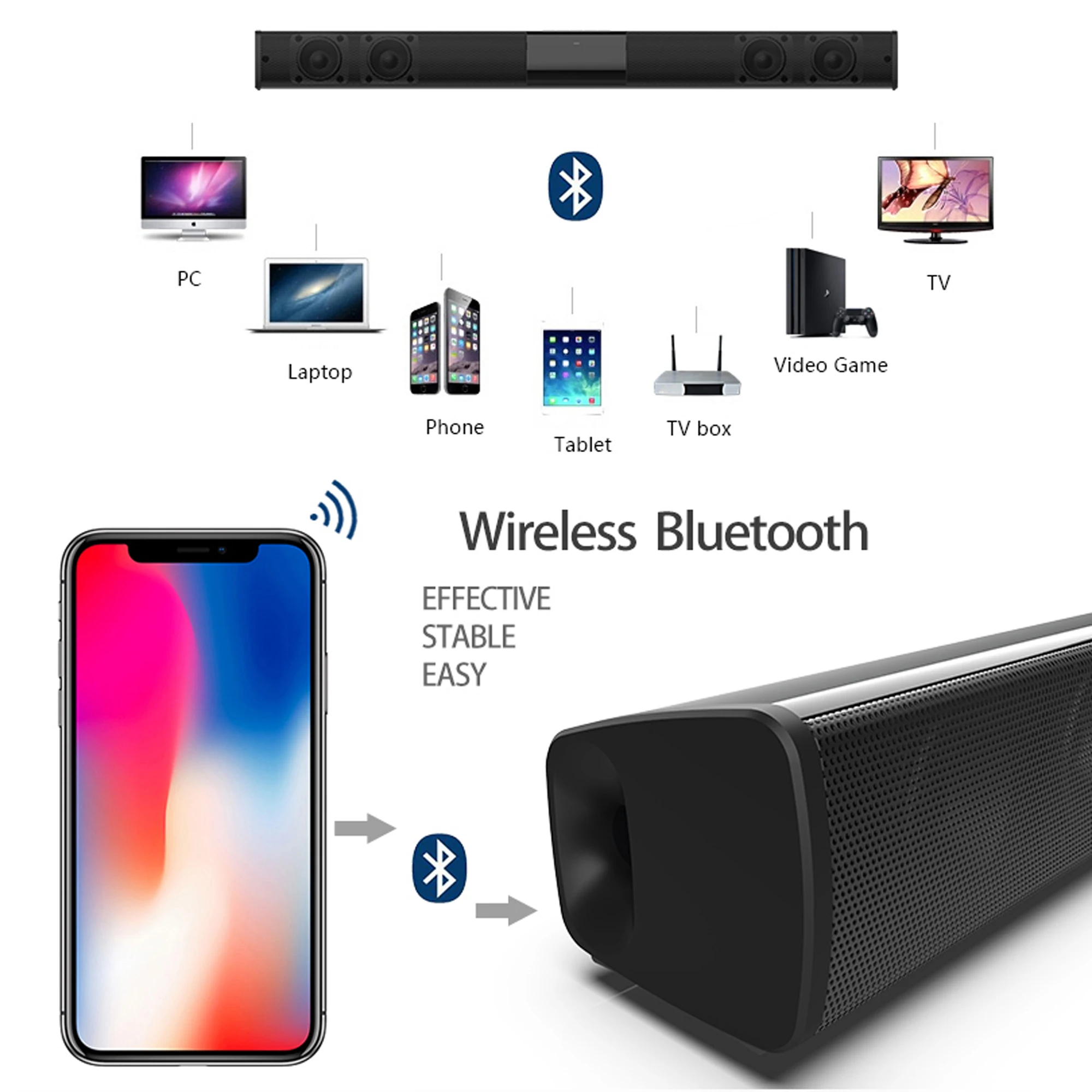 40W High Power Soundbar for TV - Audio Music Generator recension och pris