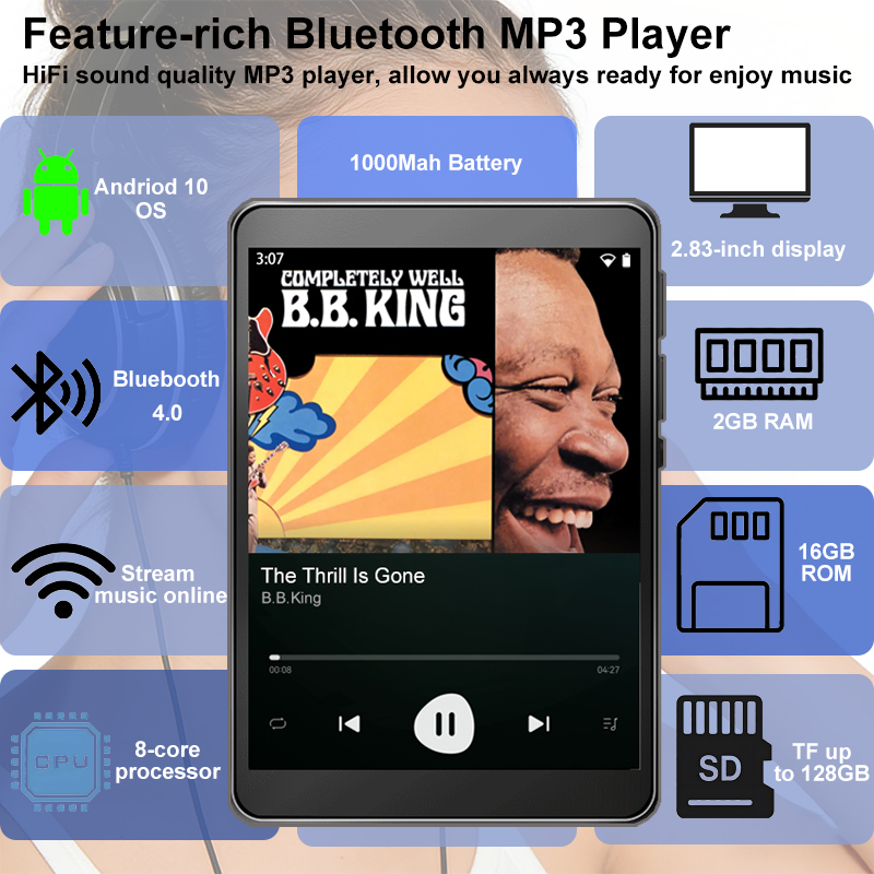 WiFi MP3 Player Andriod 10 Spo - Audio Music Mp3 Download Free recension och pris